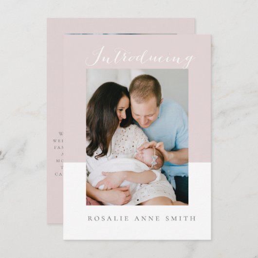 メッセシンプルージ付きの甘美な誕生告知 招待状 (正面/裏面)