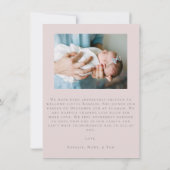 メッセシンプルージ付きの甘美な誕生告知 招待状 (裏面)