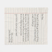 メッセパーソナライズされたージラブレター手書き フリースブランケット (正面(横))