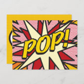 メッセポップ・アートのージ音声バブルおもしろいレトロ 案内ポストカード (正面/裏面)