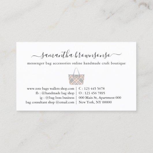 メッセンジャーバッグアクセサリーオンライン手作り 名刺 (裏面)