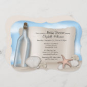 メッセージからのボトルビーチブライダルシャワー招待状 招待状 (正面/裏面)