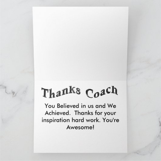 メッセージとカスタマイズ可能なホッケーコーチカード カード (内部)