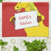 メッセージと可愛い漫画の馬 キッチンタオル (折り畳み)