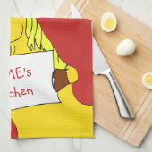 メッセージと可愛い漫画の馬 キッチンタオル (四つ折り)