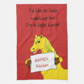 メッセージと可愛い漫画の馬 キッチンタオル (縦)