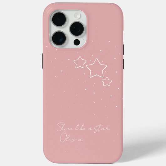 メッセージと名前とピンク&ホワイトのスター・トリオ Case-Mate iPhoneケース (裏面)