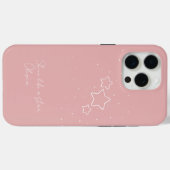 メッセージと名前とピンク&ホワイトのスター・トリオ Case-Mate iPhoneケース (裏面 (横))