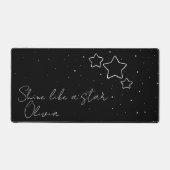 メッセージと名前を付けたブラック&ホワイトのスタートリオ デスクマット (正面)