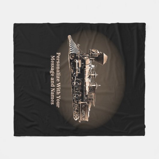 メッセージと名前を追加する, Brown Steam Train Engine フリースブランケット (正面(横))