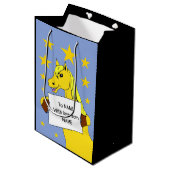 メッセージと星がついたかわいい漫画のポニー ミディアムペーパーバッグ (正面アングル)