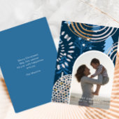 メッセージと美しい青いメリークリスマスフォト シーズンカード