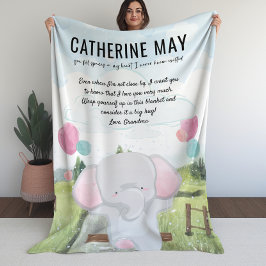 メッセージと象を持つ孫のための毛布 フリースブランケット