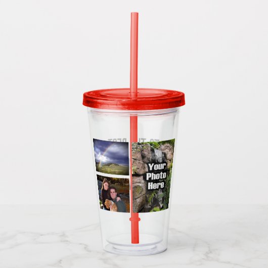 メッセージのカスタムな誕生日プレゼントが付いている3写真 アクリルタンブラー (正面)