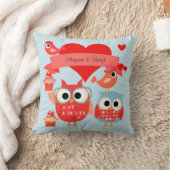 メッセージのフクロウのバレンタインの枕とパーソナライズ クッション (ブランケット)