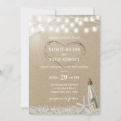 メッセージのボトル素朴フローラビーチ結婚式 招待状 (正面)