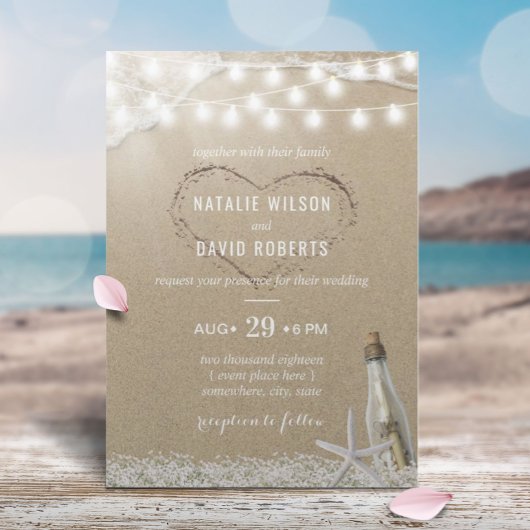 メッセージのボトル素朴フローラビーチ結婚式 招待状
