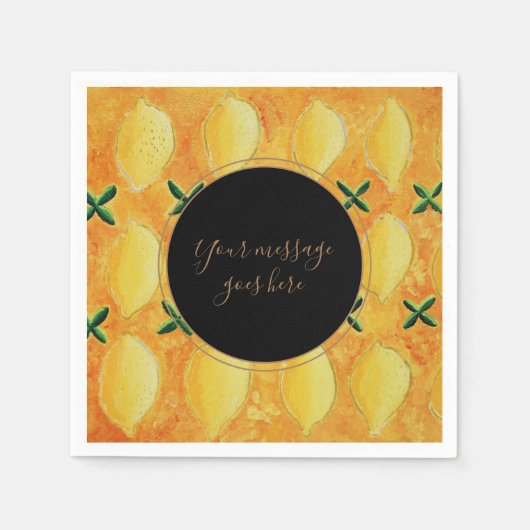 メッセージのレモン スタンダードカクテルナプキン (正面)