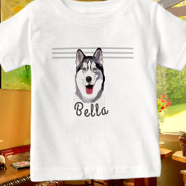メッセージの個人用設定シベリアのハスキーベビー ベビーTシャツ