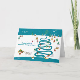 メッセージの内側にクリスマスリバーツリー カード