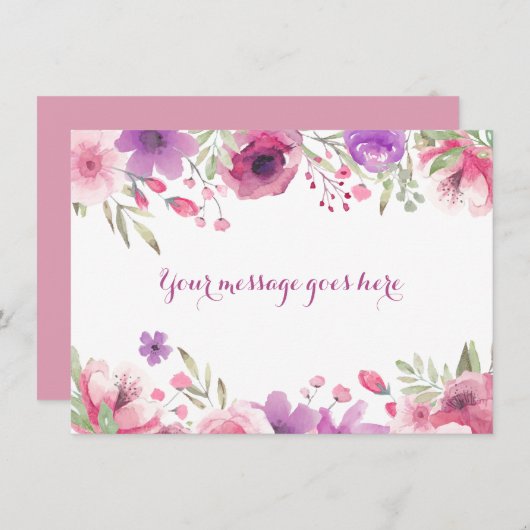 メッセージの水彩バラ サンキューカード (正面/裏面)