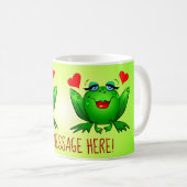 メッセージの追加おもしろいかわいいカートゥーンフラグハート コーヒーマグカップ (正面右)