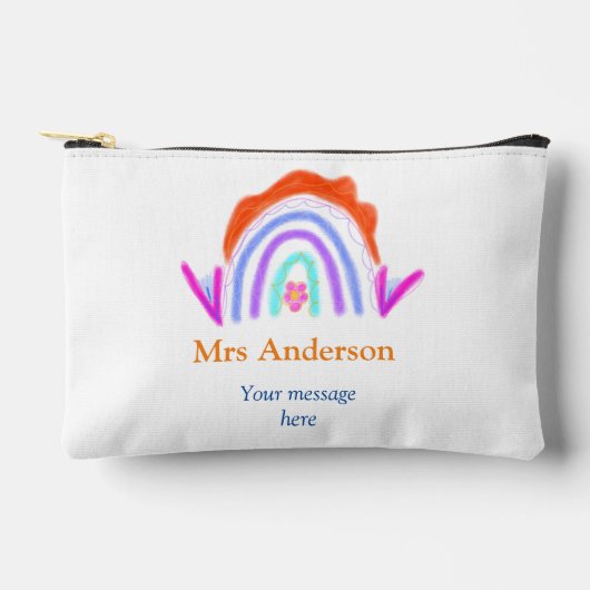 メッセージの追加文字名rainbow先生 アクセサリーポーチ (正面)