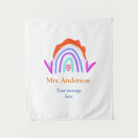 メッセージの追加文字名rainbow先生 タペストリー (正面)