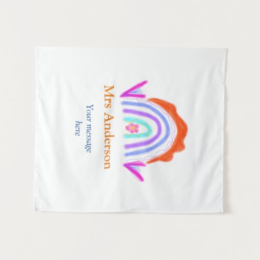 メッセージの追加文字名rainbow先生 タペストリー (正面(横))