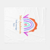 メッセージの追加文字名rainbow先生 フリースブランケット (正面(横))