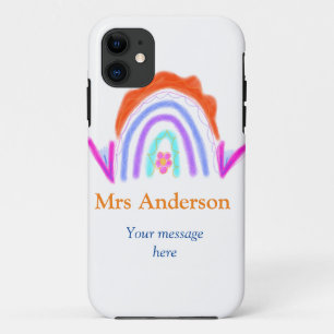 メッセージの追加文字名rainbow先生 iPhone 11 ケース