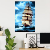 メッセージの追加、セーリング船の青稲妻 ポスター (ホームオフィス)