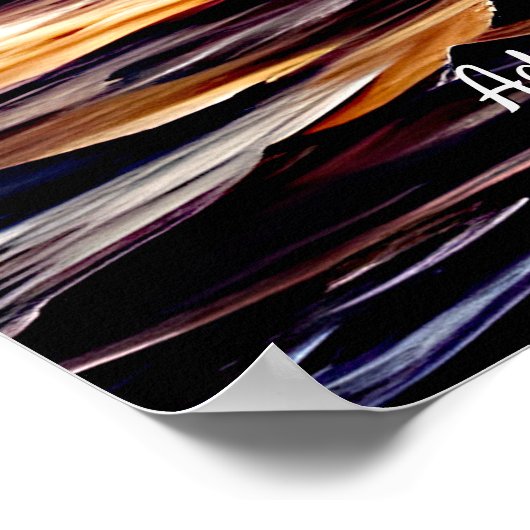 メッセージの追加、夕日のセーリング船 ポスター (角)