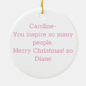 メッセージインスパイアを感動的前向き停止 セラミックオーナメント (裏面)
