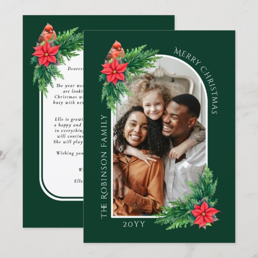 メッセージエレガントが背面にあるクリスマスフォトカード シーズンカード (正面/裏面)