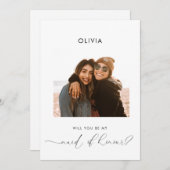 メッセージエレガント予算をメイド・オブ・オーナー(花嫁付き添い人)にする 招待状 (正面/裏面)