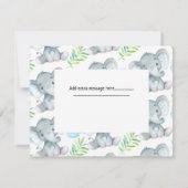 メッセージエレファントベビーシャワーサンキューカード サンキューカード (裏面)