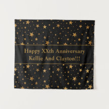 メッセージカスタムアニバーサリー付きブラック/金ゴールドスター