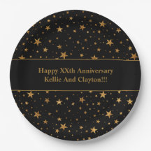 メッセージカスタムアニバーサリー付きブラック/金ゴールドスター