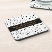 メッセージカスタムアニバーサリー付き白/黒の星 コースター (左側)