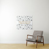 メッセージカスタムアニバーサリー付き白/黒の星 タペストリー (インサイチュ(横))