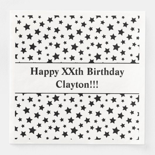 メッセージカスタムバースデーパーティー付きブラックスターズ (正面)