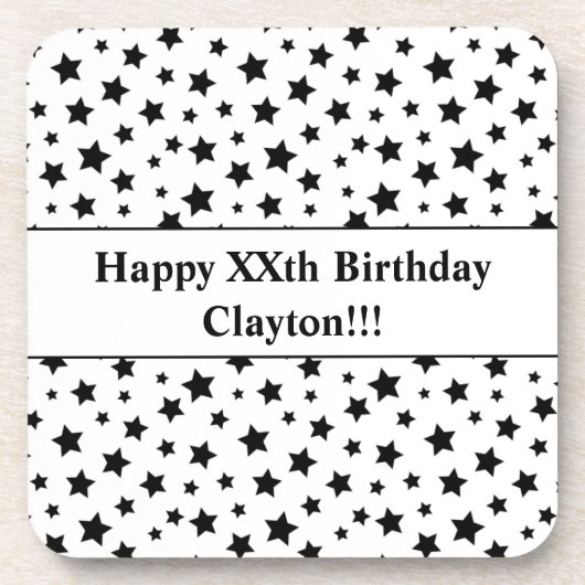 メッセージカスタムバースデーパーティー付きブラックスターズ コースター (正面)