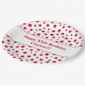 メッセージカスタムバースデーパーティー付きレッドスターズ ペーパープレート (アングル)