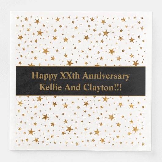 メッセージカスタム記念日のホワイトスター/金ゴールドスター (正面)