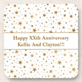 メッセージカスタム記念日のホワイトスター/金ゴールドスター コースター