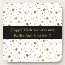 メッセージカスタム記念日のホワイトスター/金ゴールドスター