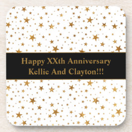 メッセージカスタム記念日のホワイトスター/金ゴールドスター コースター