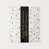 メッセージカスタム記念日のホワイトスター/金ゴールドスター タペストリー (正面)