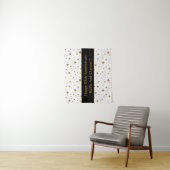 メッセージカスタム記念日のホワイトスター/金ゴールドスター タペストリー (インサイチュ)